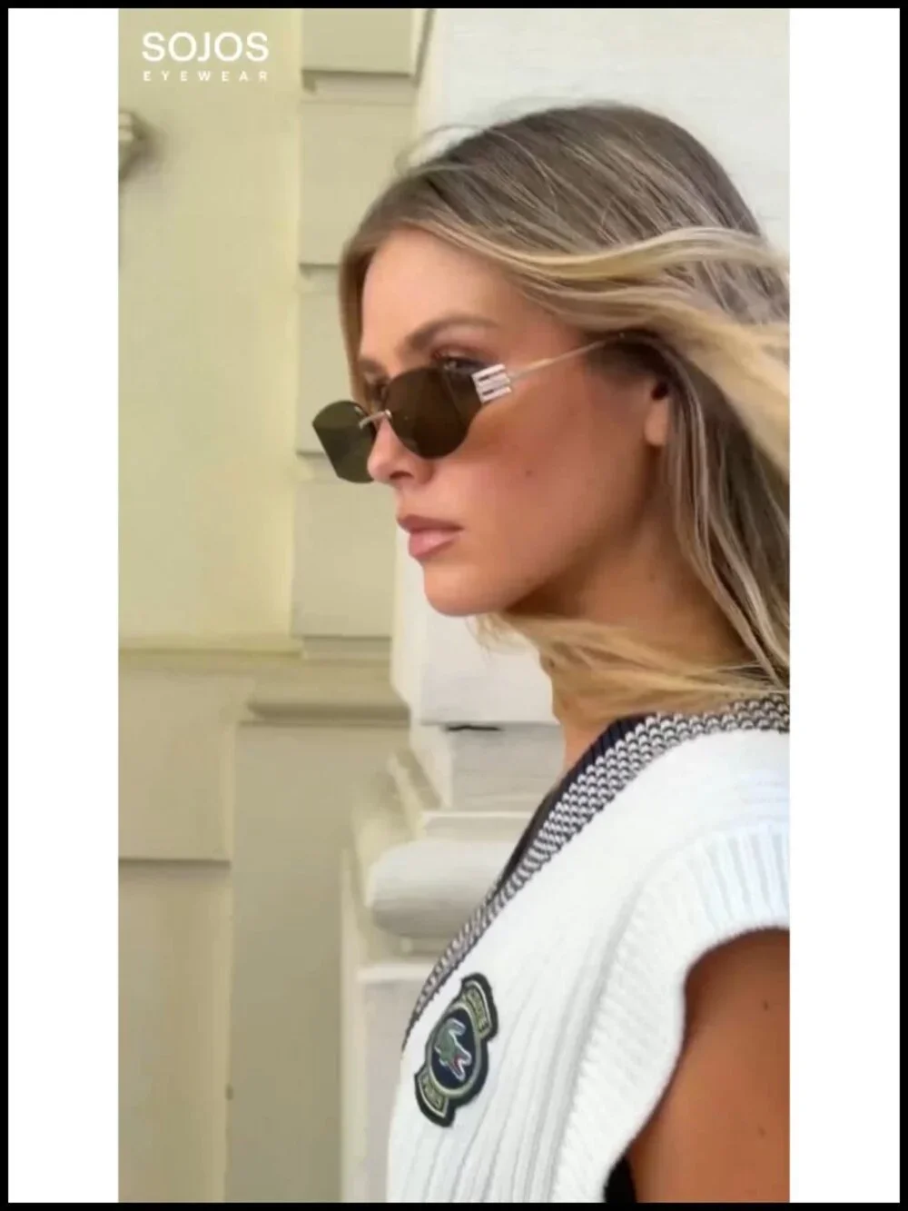 Trendy Oval Rimless Metal Sunglasses UV400